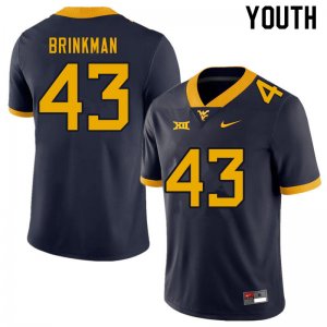 Youth West Virginia Mountaineers NCAA #43 Austin Brinkman Navy Authentic Nike Stitched College Football Jersey YN15N50JL